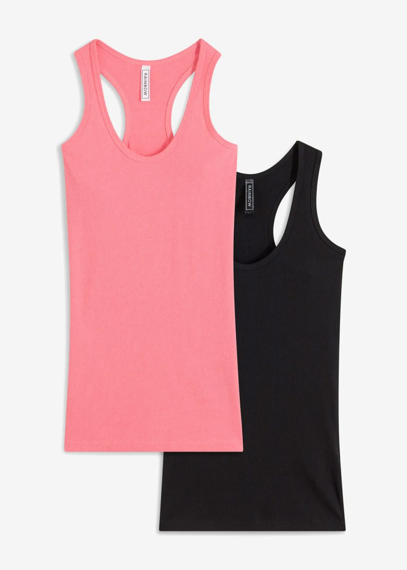 bonprix bonprix Top de canalé de algodón orgánico (2 unidades) Rosa neón + negro Online