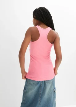 bonprix bonprix Top de canalé de algodón orgánico (2 unidades) Rosa neón + negro Online