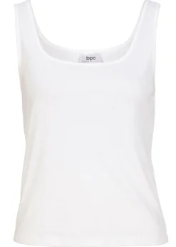 bonprix bonprix Top de canalé de algodón puro Blanco Hot