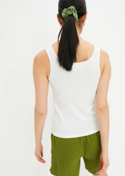 bonprix bonprix Top de canalé de algodón puro Blanco Hot