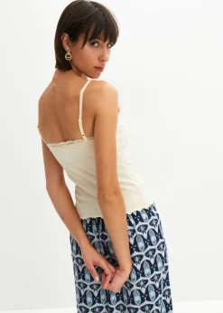 bonprix bonprix Top de canalé de mezcla de viscosa suave (2 unidades) Gris guijarro + negro Sale