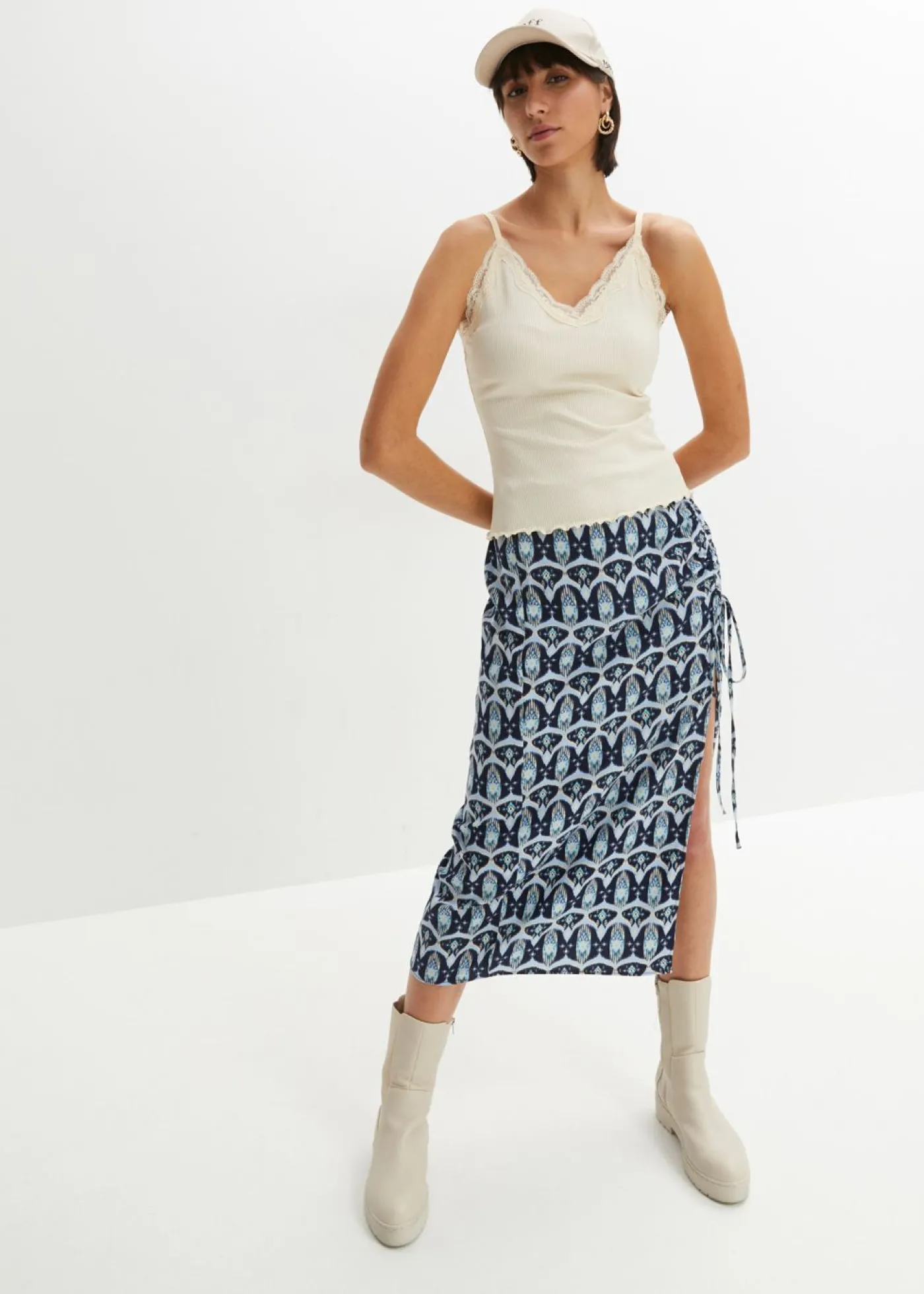 bonprix bonprix Top de canalé de mezcla de viscosa suave (2 unidades) Gris guijarro + negro Sale