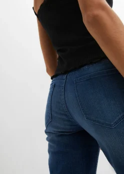 bonprix bonprix Top de canalé de mezcla de viscosa suave (2 unidades) Blanco lana/azul marino Clearance