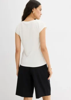 bonprix bonprix Top de canalé de mezcla suave de modal Blanco lana Hot