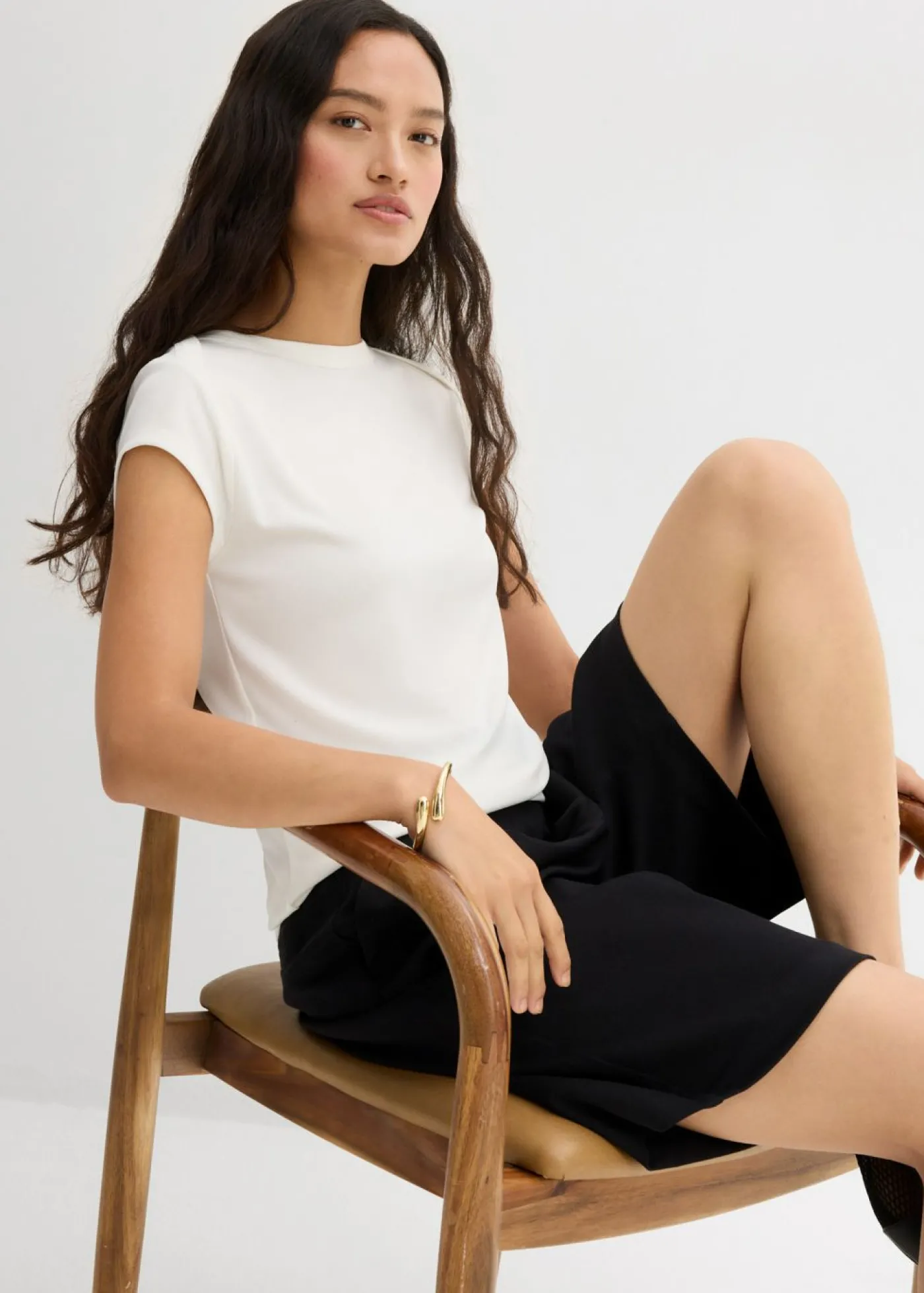bonprix bonprix Top de canalé de mezcla suave de modal Blanco lana Hot