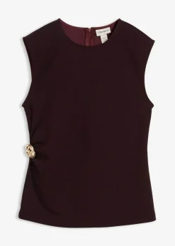 bonprix bonprix Top de crepé con hebilla decorativa rojo burdeos Discount
