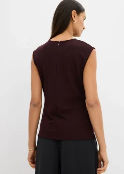 bonprix bonprix Top de crepé con hebilla decorativa rojo burdeos Discount