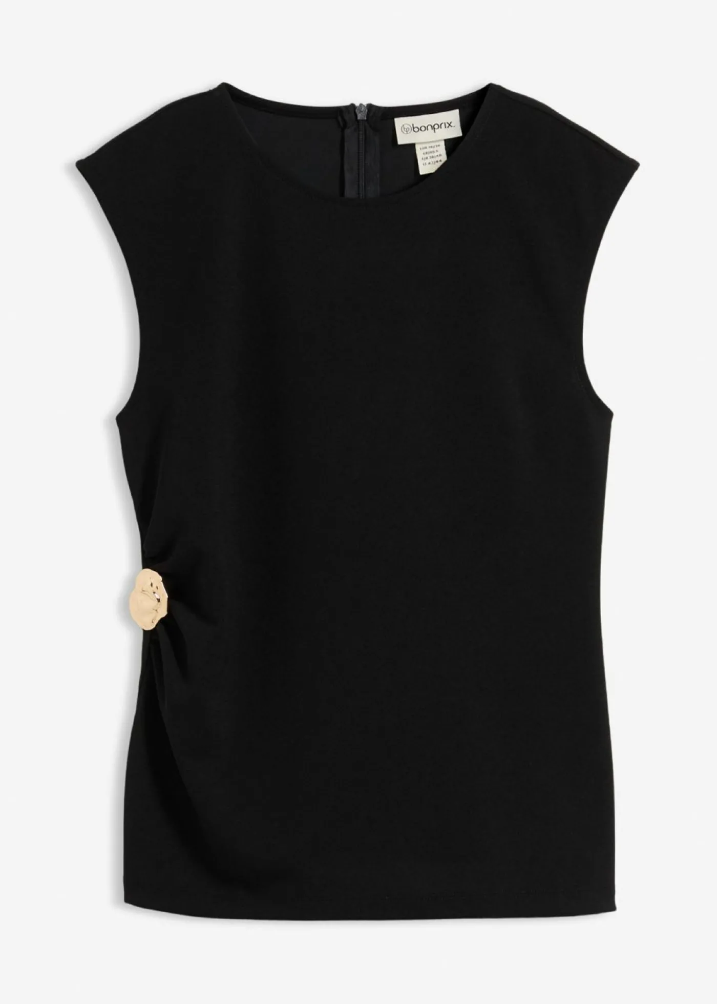 bonprix bonprix Top de crepé con hebilla decorativa Negro