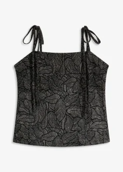 bonprix bonprix Top de crepé de punto Negro-blanco Sale