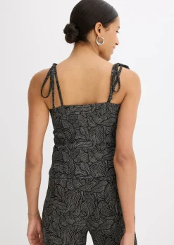 bonprix bonprix Top de crepé de punto Negro-blanco Sale