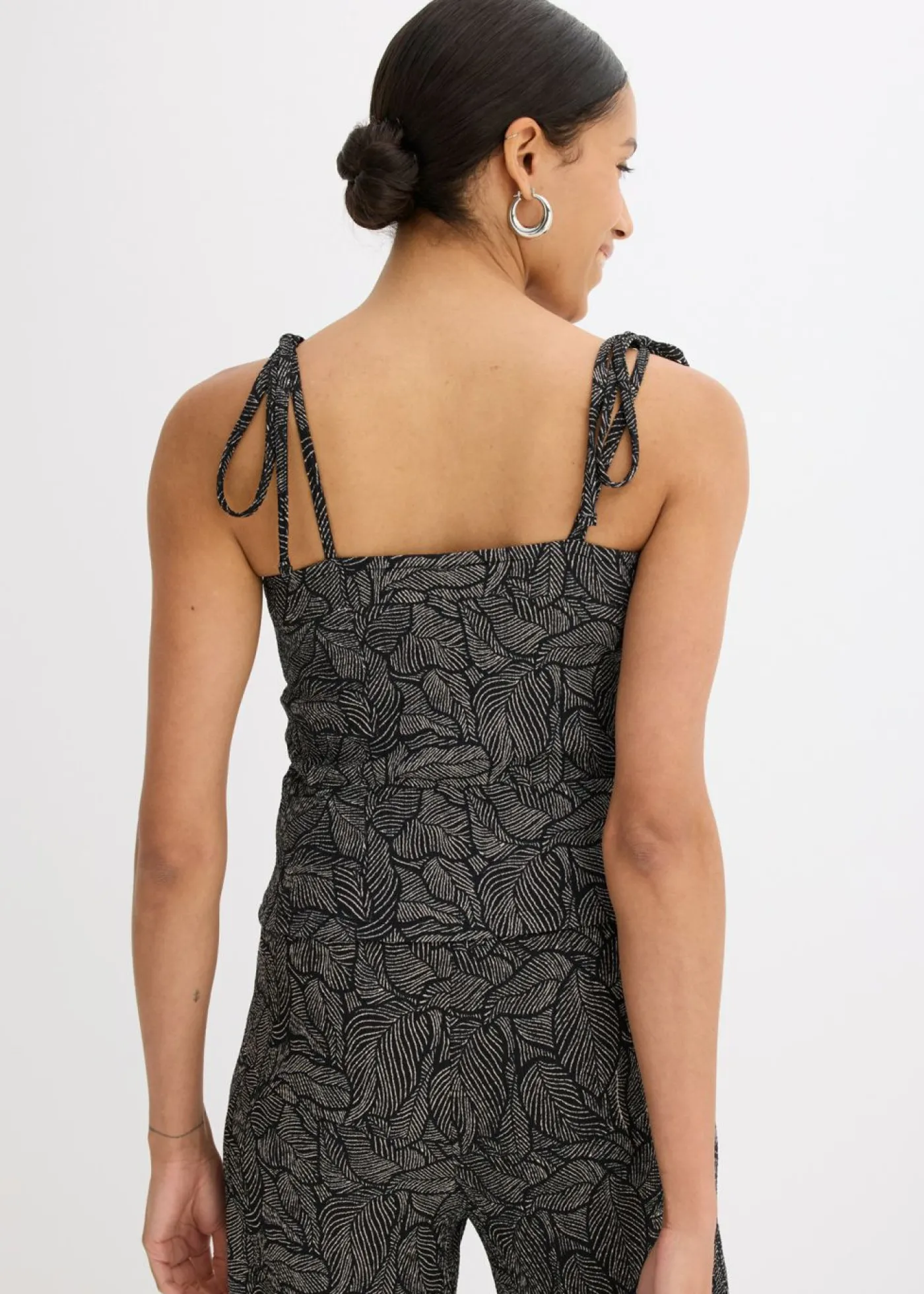 bonprix bonprix Top de crepé de punto Negro-blanco Sale
