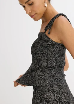 bonprix bonprix Top de crepé de punto Negro-blanco Sale