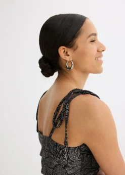 bonprix bonprix Top de crepé de punto Negro-blanco Sale