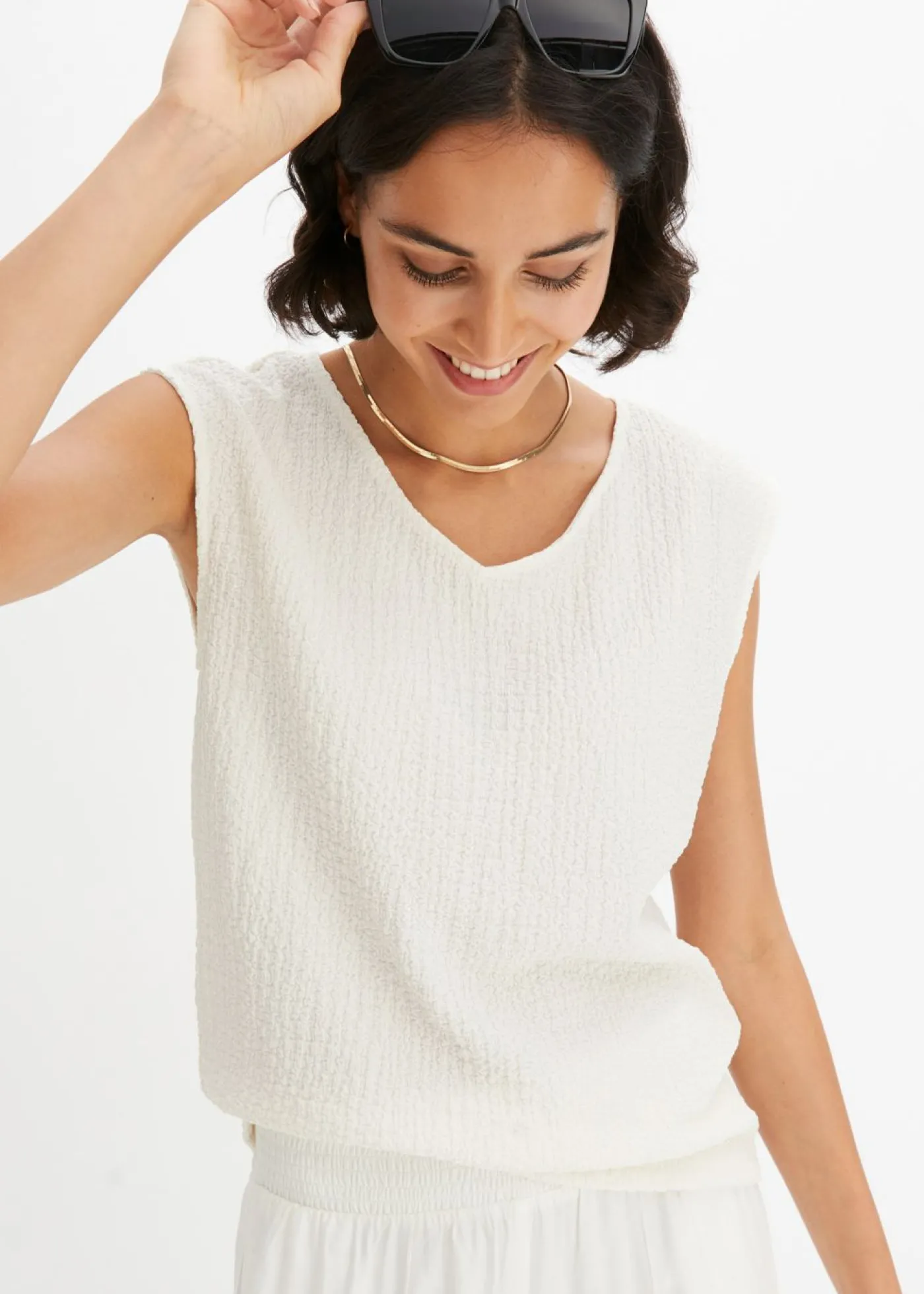 bonprix bonprix Top de crepé ligero Blanco lana Hot