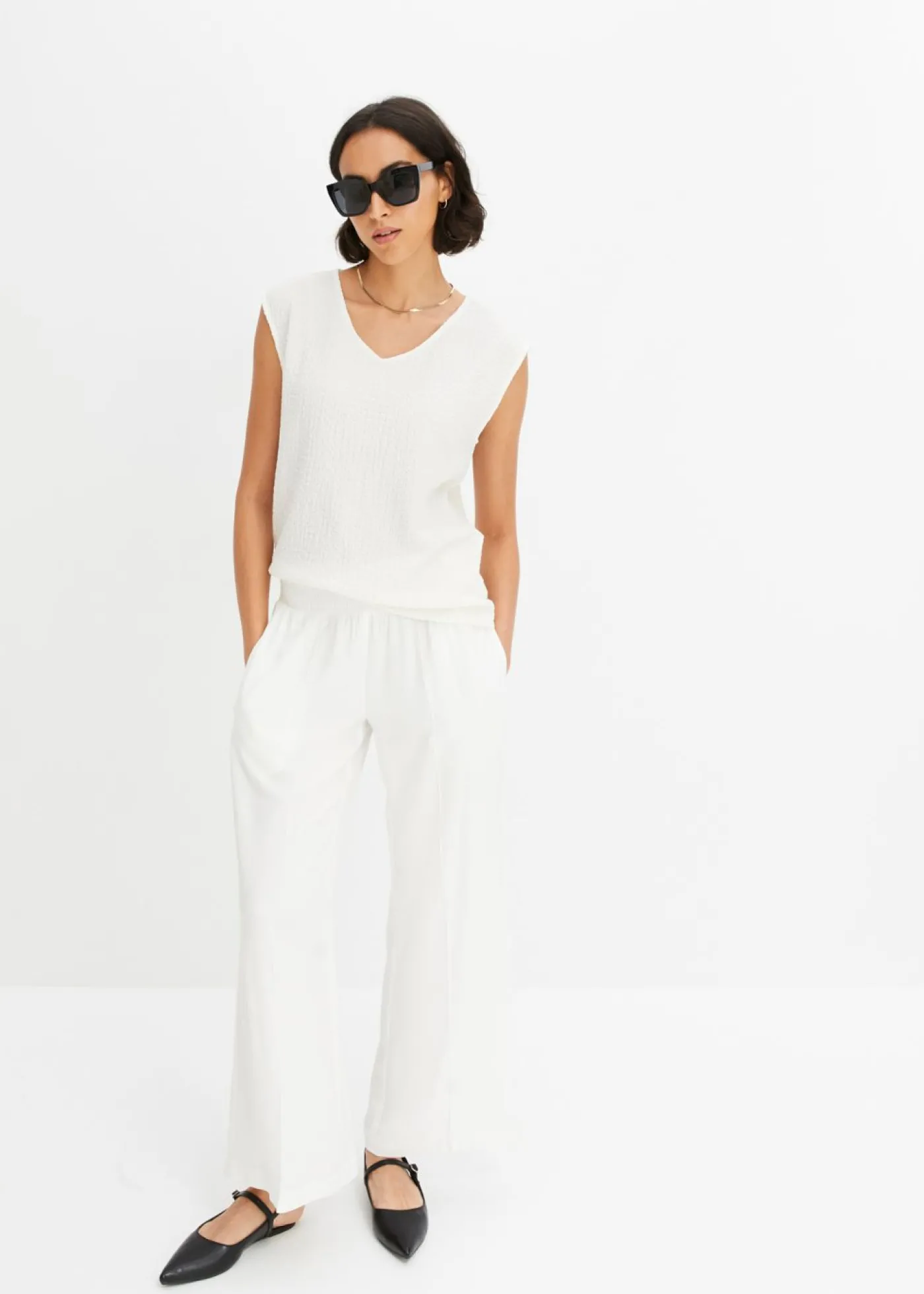 bonprix bonprix Top de crepé ligero Blanco lana Hot