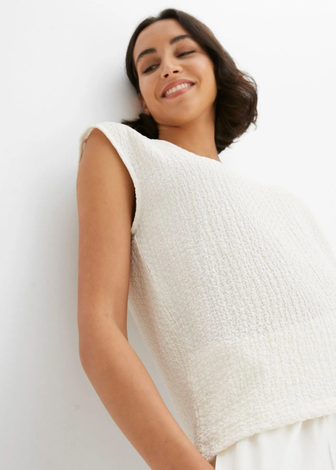bonprix bonprix Top de crepé ligero Blanco lana Hot
