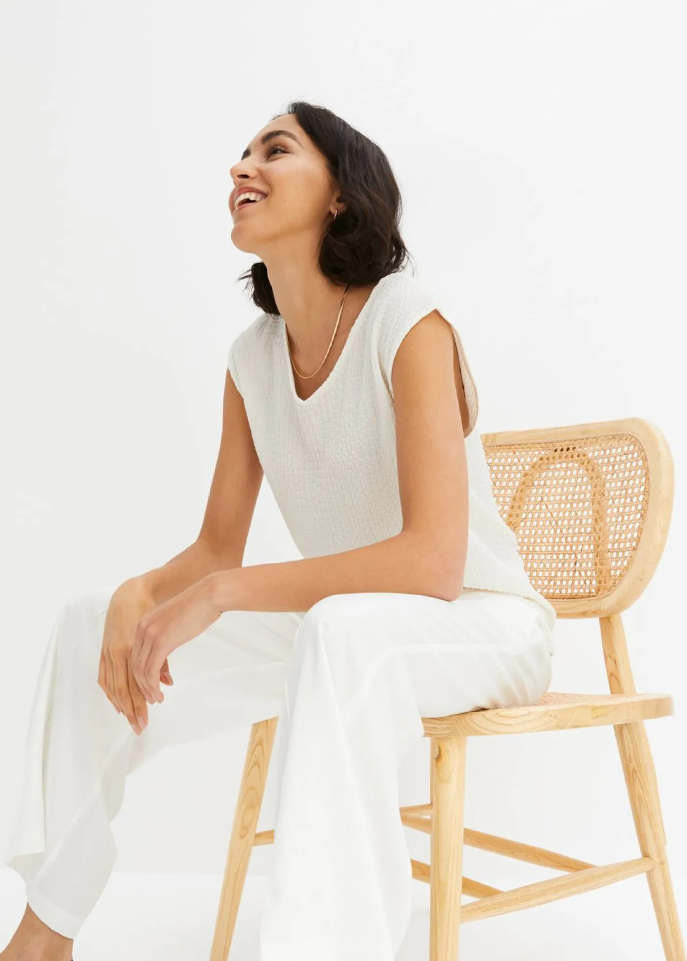 bonprix bonprix Top de crepé ligero Blanco lana Hot