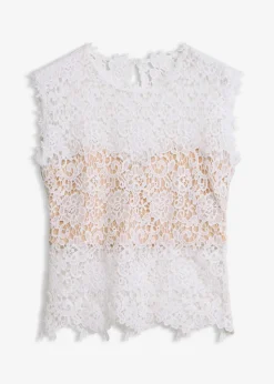 bonprix bonprix Top de encaje Blanco lana Sale