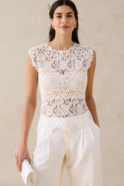 bonprix bonprix Top de encaje Blanco lana Sale