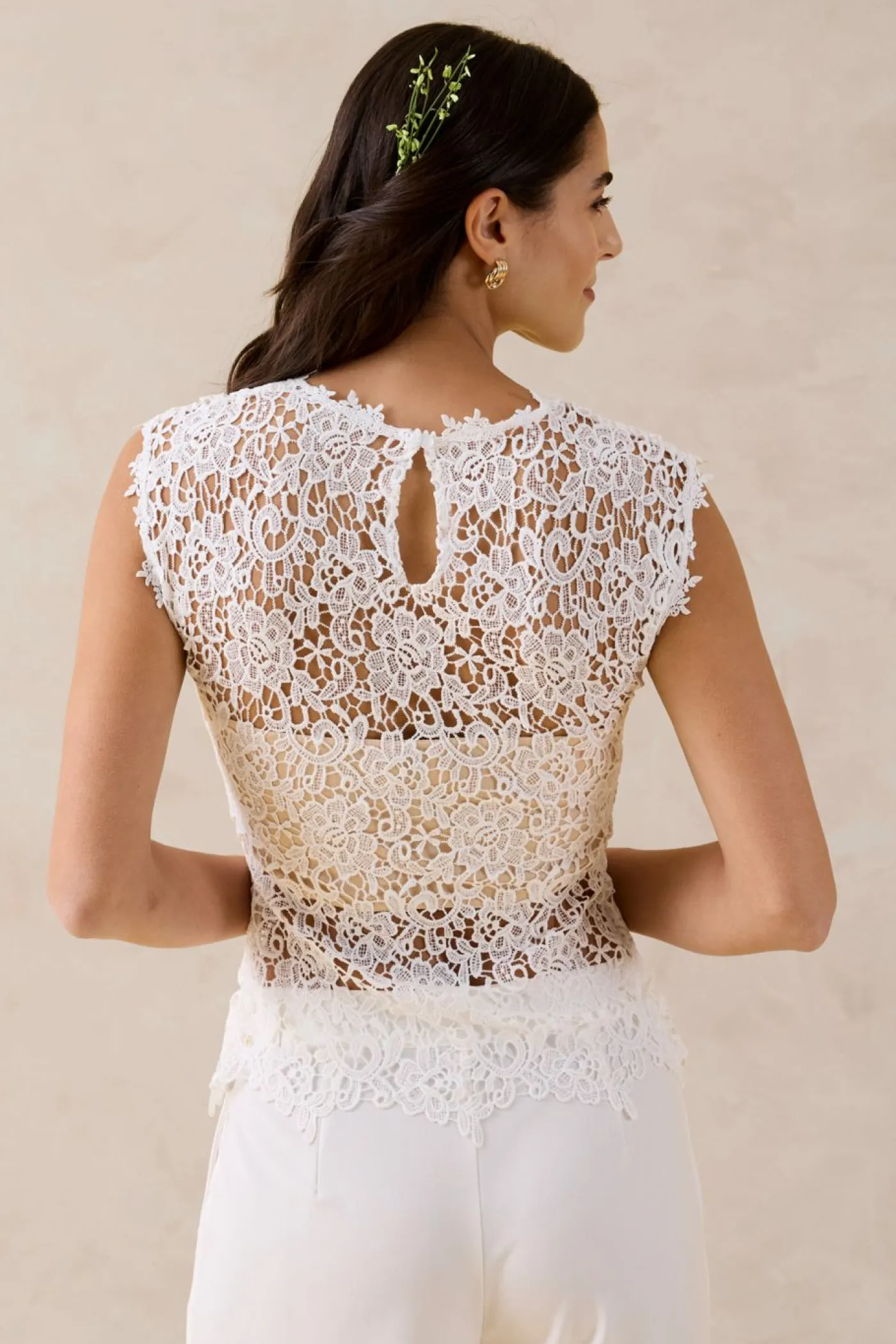 bonprix bonprix Top de encaje Blanco lana Sale