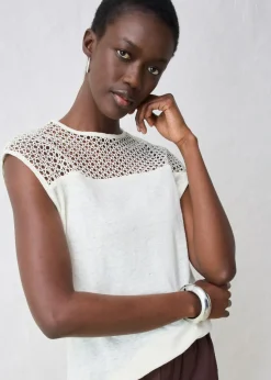 bonprix bonprix Top de lino puro Blanco lana Clearance