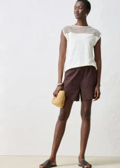 bonprix bonprix Top de lino puro Blanco lana Clearance