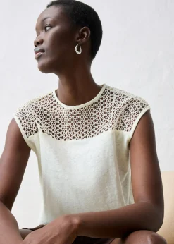 bonprix bonprix Top de lino puro Blanco lana Clearance