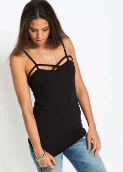 bonprix bonprix Top de mezcla de algodón (2 unidades) Negro-blanco Hot