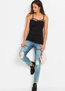 bonprix bonprix Top de mezcla de algodón (2 unidades) Negro-blanco Hot