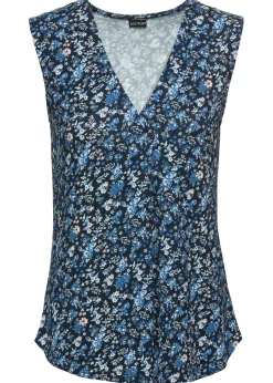 bonprix bonprix Top de mezcla de viscosa Azul de flores Best