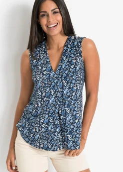 bonprix bonprix Top de mezcla de viscosa Azul de flores Best