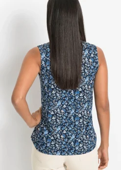 bonprix bonprix Top de mezcla de viscosa Azul de flores Best