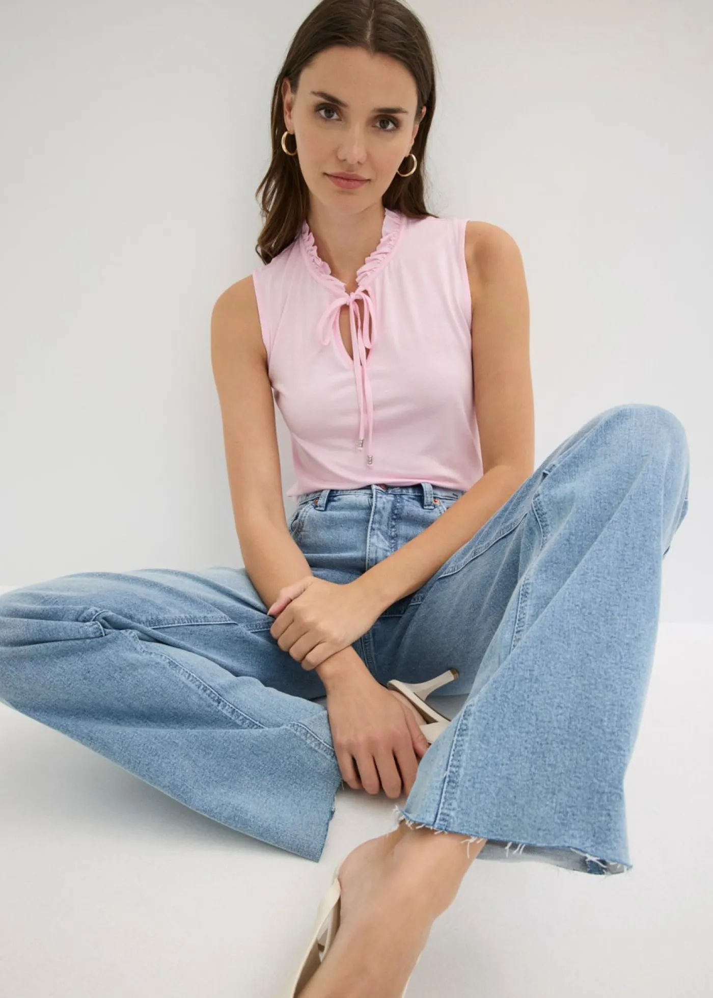 bonprix bonprix Top de mezcla de viscosa rosa cristal Clearance