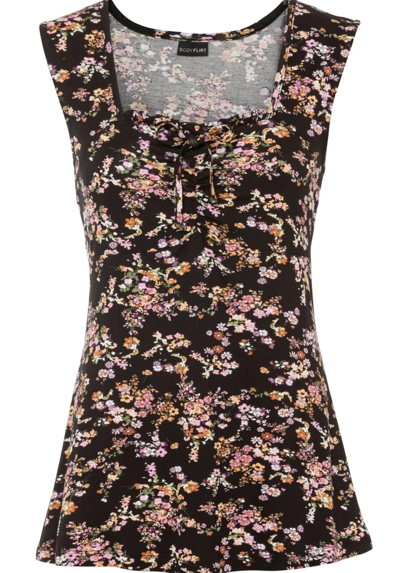 bonprix bonprix Top de mezcla de viscosa Negro de flores Discount