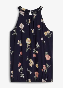 bonprix bonprix Top de mezcla de viscosa Azul con flores Online