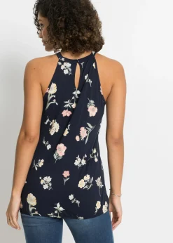 bonprix bonprix Top de mezcla de viscosa Azul con flores Online