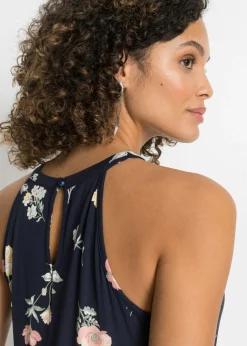 bonprix bonprix Top de mezcla de viscosa Azul con flores Online