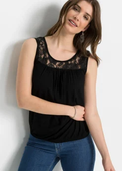 bonprix bonprix Top de mezcla de viscosa Negro Discount