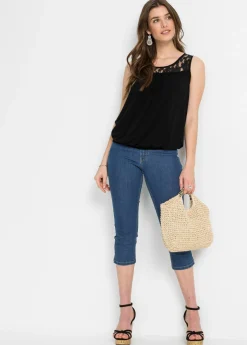 bonprix bonprix Top de mezcla de viscosa Negro Discount