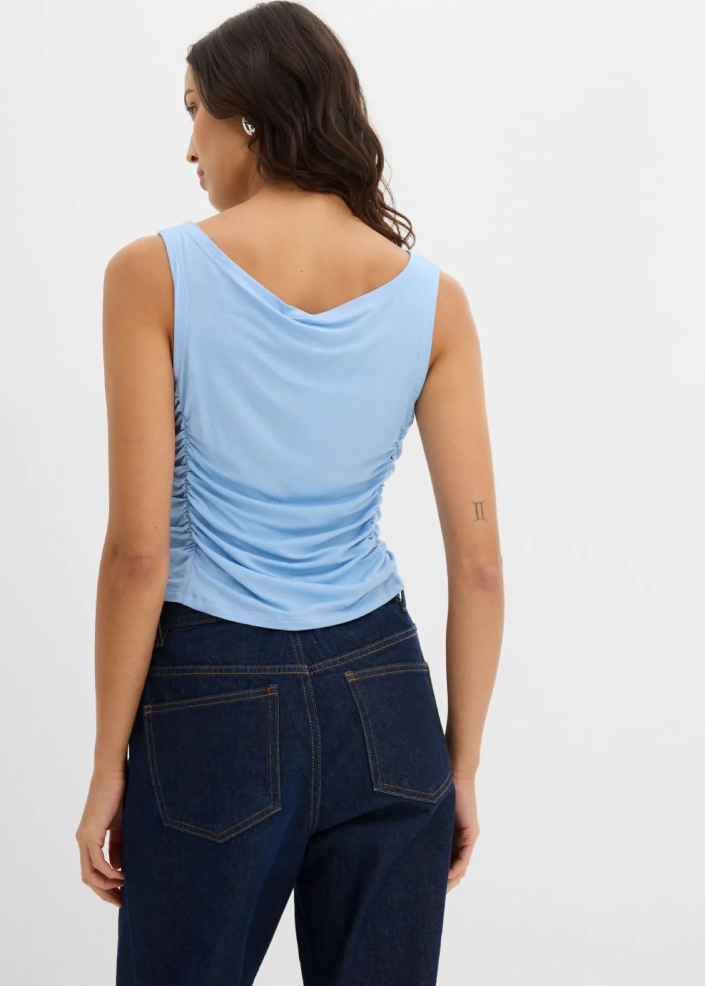bonprix bonprix Top de mezcla de viscosa suave Azul Clearance