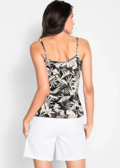 bonprix bonprix Top de mezcla de viscosa suave con tirantes finos Negro Online