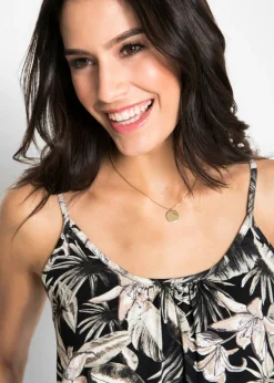 bonprix bonprix Top de mezcla de viscosa suave con tirantes finos Negro Online