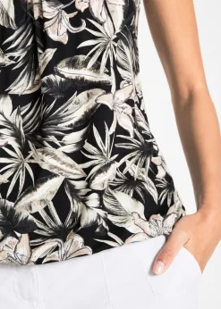 bonprix bonprix Top de mezcla de viscosa suave con tirantes finos Negro Online