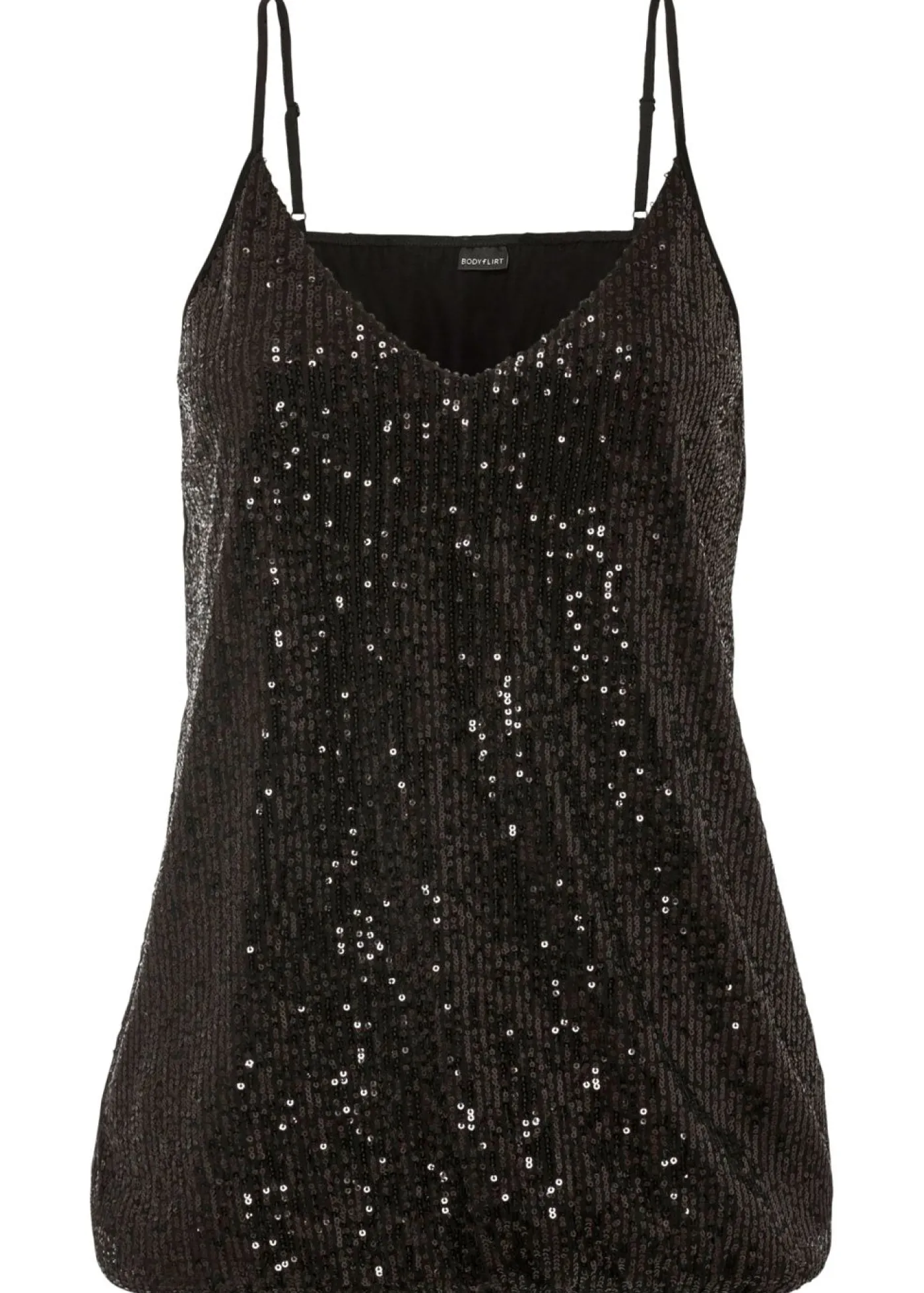 bonprix bonprix Top de mezcla de viscosa suave con tirantes finos y lentejuelas Negro Hot