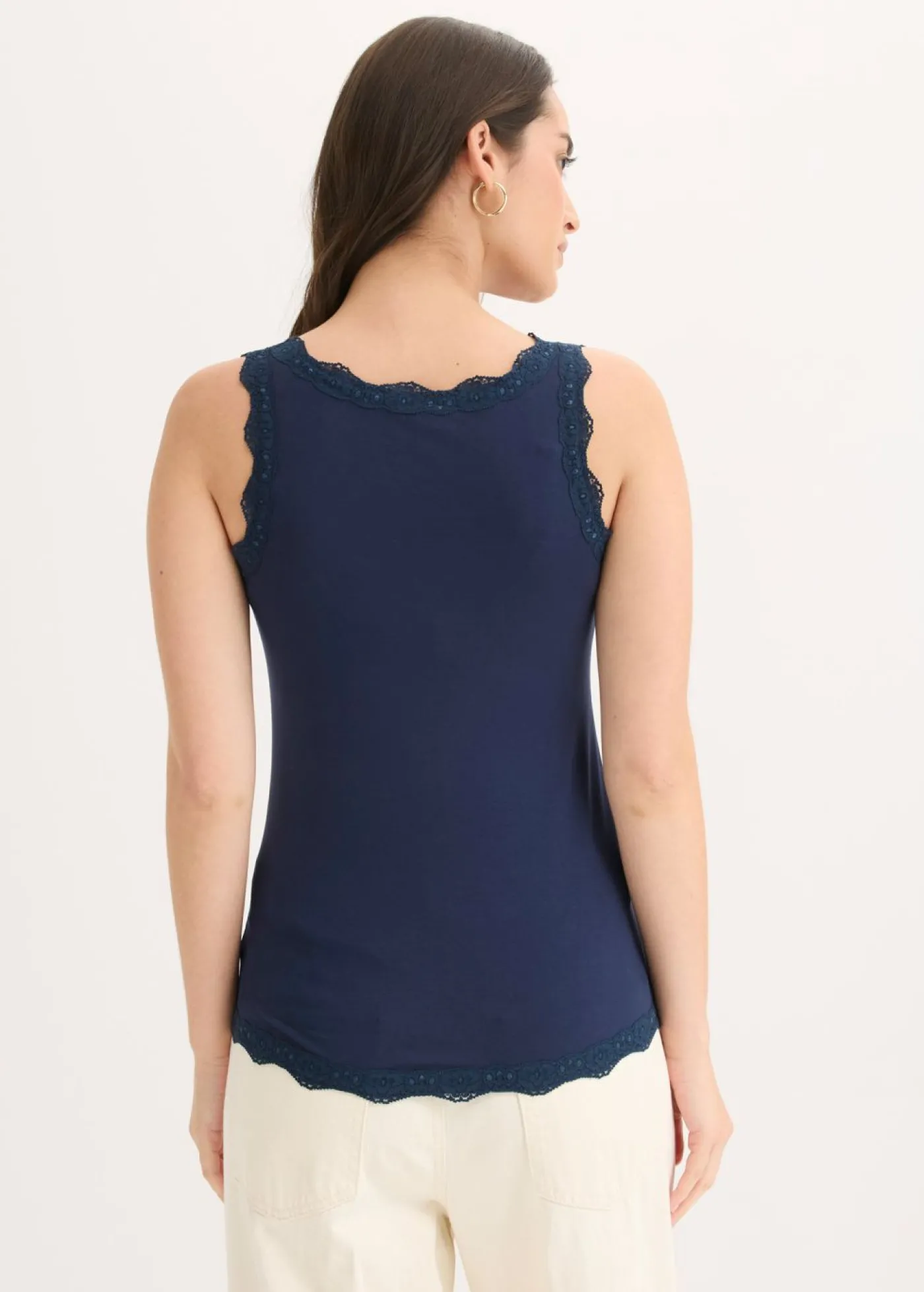 bonprix bonprix Top de mezcla de viscosa suave (2 unidades) Azul marino-blanco Clearance