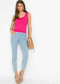 bonprix bonprix Top de mezcla de viscosa suave (2 unidades) Rosa oscuro + blanco lana