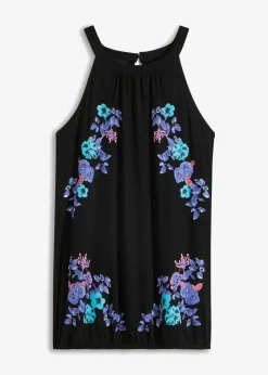bonprix bonprix Top de mezcla de viscosa fluida Negro estampado Clearance
