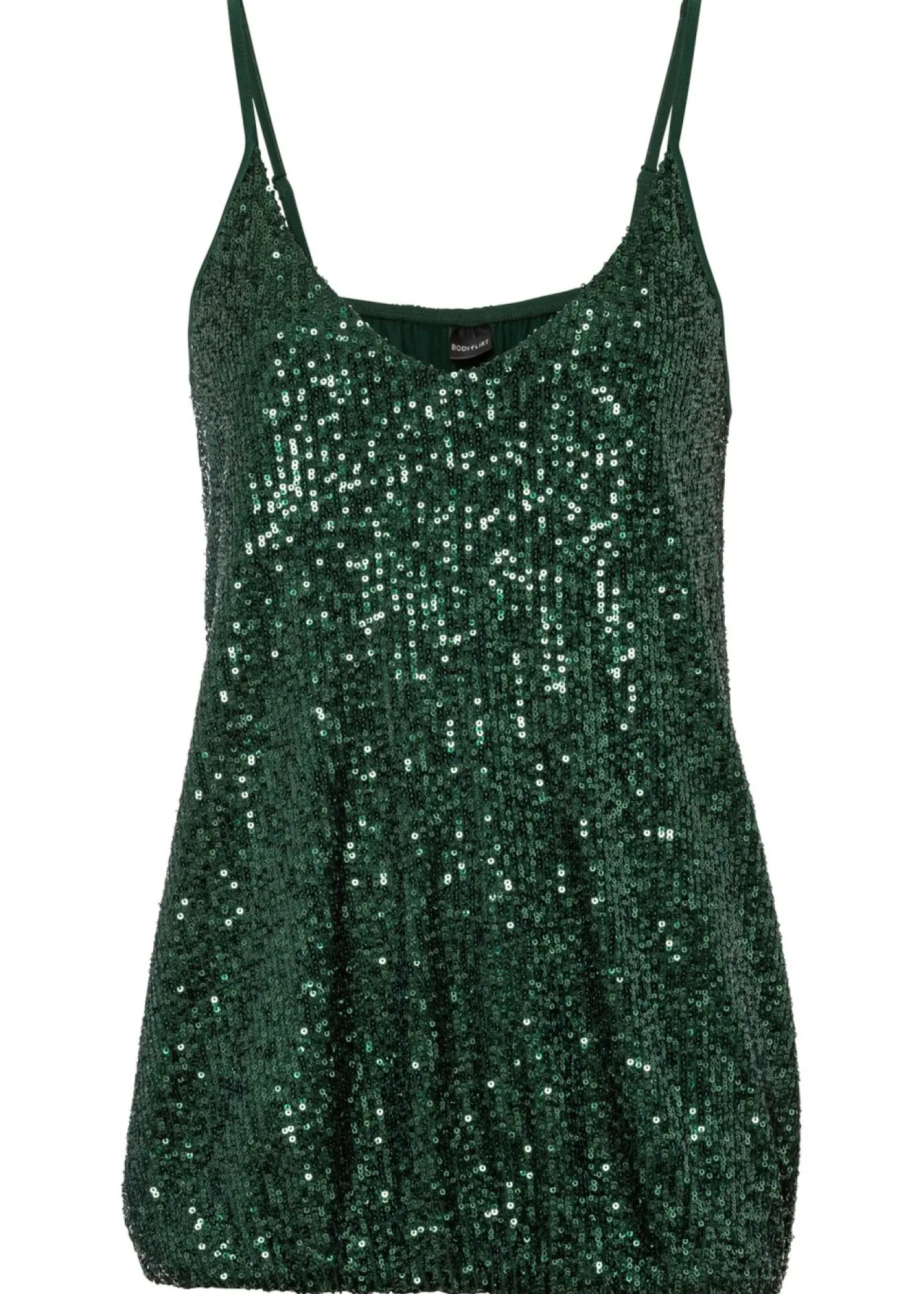bonprix bonprix Top de mezcla de viscosa suave con tirantes finos y lentejuelas Verde oscuro Clearance