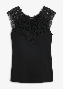 bonprix bonprix Top de mezcla de viscosa fluida Negro Discount