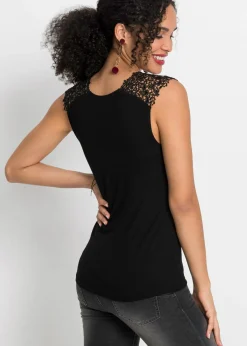 bonprix bonprix Top de mezcla de viscosa fluida Negro Discount